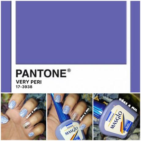 Diseño de uñas con flores en morado, el Color Pantone del 2022