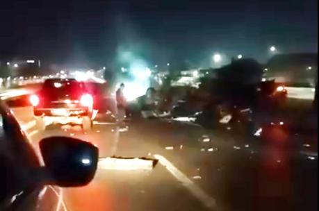 (Video) Se registra carambola en la Carretera 57