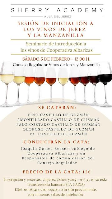 CONSEJO REGULADOR: Sesión de Iniciación a los Vinos de Jerez y Manzanilla-Sanlúcar de Barrameda: Sábado 5 de febrero de 2022: Cooperativa Albarizas