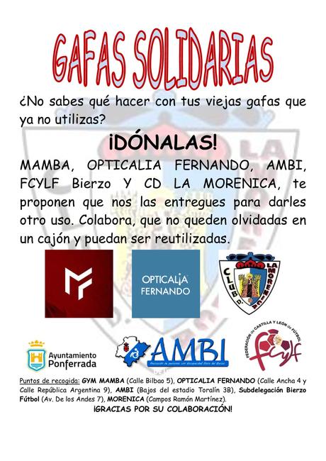 El CD La Morenica lanza una campaña de donación de gafas en desuso para su reutilización por niños necesitados 2 El CD La Morenica lanza una campaña de donación de gafas en desuso para su reutilización por niños necesitados 2