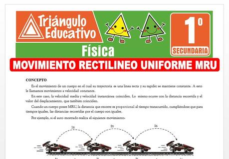 Movimiento Rectilíneo Uniforme (MRU) para Primer Grado de Secundaria Movimiento Rectilíneo Uniforme (MRU) para Primer Grado de Secundaria
