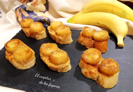 MINI TORRIJAS A LA PLANCHA CON PLÁTANO CARAMELIZADO