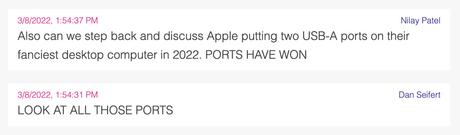 Gracias, Apple, por mantener USB-A en Mac Studio