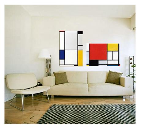 Decorar con el diseño de Mondrian. Rojo, azul y amarillo.