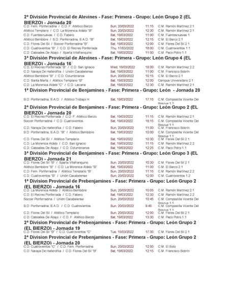 Jornada de fútbol base en el Bierzo. Horarios y campos 6