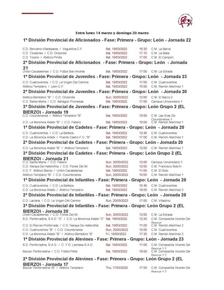 Jornada de fútbol base en el Bierzo. Horarios y campos 5