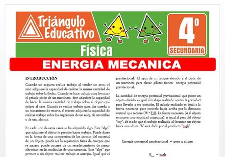 Ejercicios de Energía Mecánica para Cuarto de Secundaria