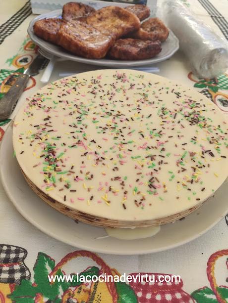 Tarta huesitos blanco y negro