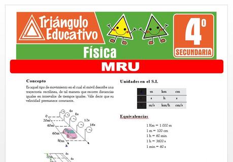Ejercicios de MRU para Cuarto de Secundaria Ejercicios de MRU para Cuarto de Secundaria