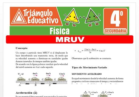 Ejercicios de MRUV para Cuarto de Secundaria Ejercicios de MRUV para Cuarto de Secundaria