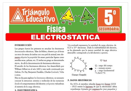 Problemas de Electrostática para Quinto de Secundaria Problemas de Electrostática para Quinto de Secundaria