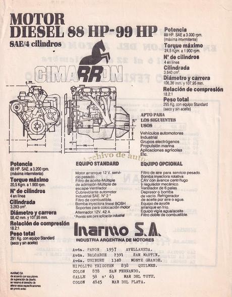 Motores Cimarrón 3300 D y 3800 D del año 1985 Motores Cimarrón 3300 D y 3800 D del año 1985