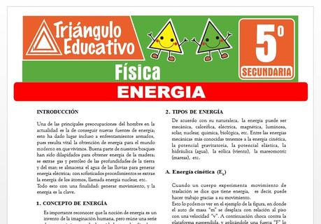 Problemas de Energía para Quinto de Secundaria Problemas de Energía para Quinto de Secundaria