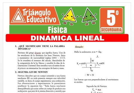 Ejercicios de Dinámica Lineal para Quinto de Secundaria Ejercicios de Dinámica Lineal para Quinto de Secundaria