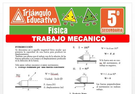 Problemas de Trabajo Mecánico para Quinto de Secundaria Problemas de Trabajo Mecánico para Quinto de Secundaria