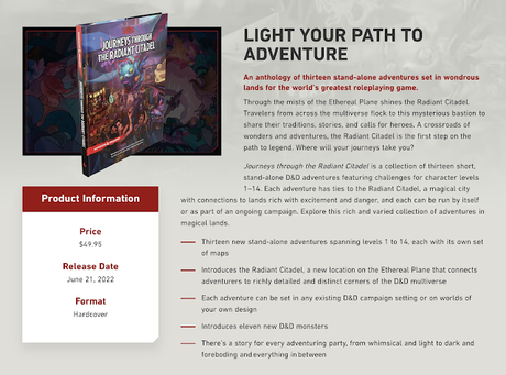 Anunciado Journeys through the Radiant Citadel, para D&D 5ª ed