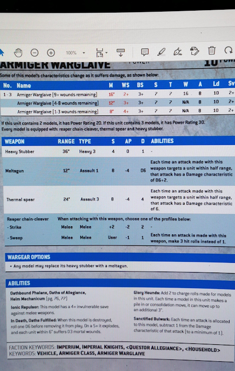 Supuestas filtraciones del codex Imperial Knights 9ª ed