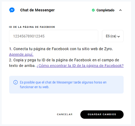 Chat Messenger en Zyro