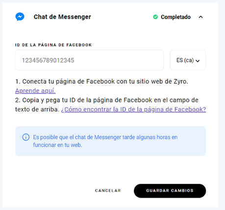 Chat Messenger en Zyro Chat Messenger en Zyro