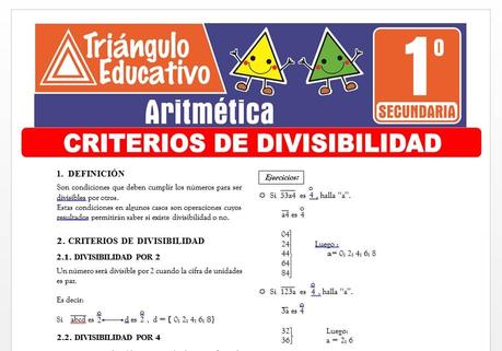 Criterios de divisibilidad para Primero de Secundaria