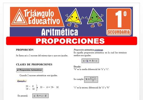 Proporciones para Primero de Secundaria Proporciones para Primero de Secundaria