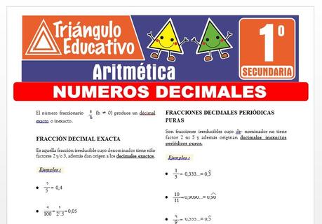 Números Decimales para Primero de Secundaria Números Decimales para Primero de Secundaria