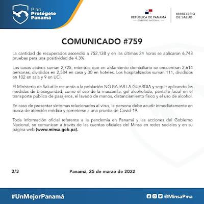Ministerio de Salud de Panamá @MINSAPma · Comunicado N° 759