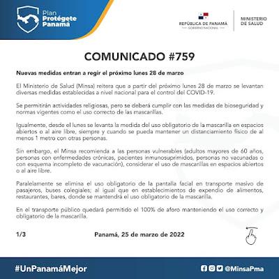 Ministerio de Salud de Panamá @MINSAPma · Comunicado N° 759