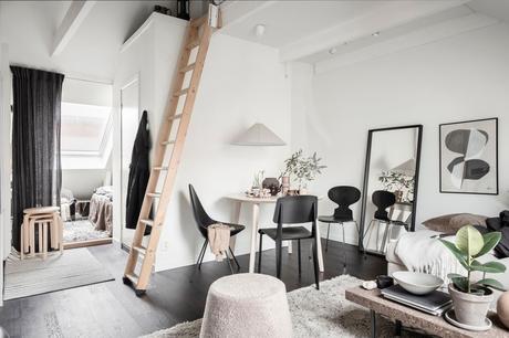 delikatissen tiny scandinavian penthouse scandinavian style scandi cozy mini ático nórdico decoración pisos pequeños decoración nórdica  