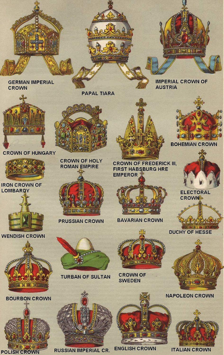 Diferentes coronas antiguas de Europa