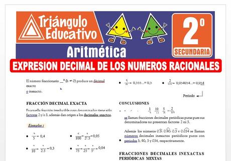 Expresión Decimal de los Números Racionales para Segundo Grado de Secundaria Expresión Decimal de los Números Racionales para Segundo Grado de Secundaria