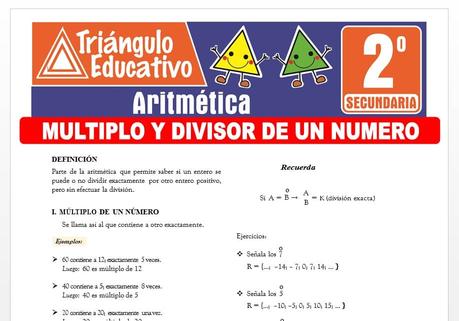 Múltiplo y Divisor de un Número para Segundo de Secundaria Múltiplo y Divisor de un Número para Segundo de Secundaria