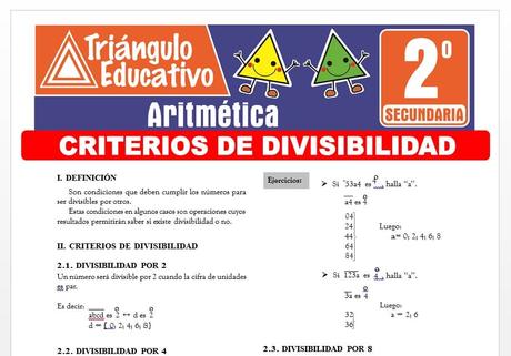 Criterios de Divisibilidad para Segundo de Secundaria Criterios de Divisibilidad para Segundo de Secundaria