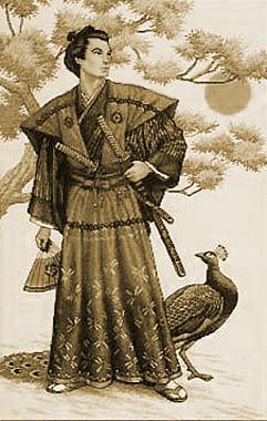 Guerrero japonés con espadas