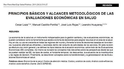 Principios básicos y alcances metodológicos de las evaluaciones económicas en salud - Loza y col.