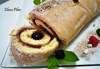 Brazo de gitano relleno de mermelada y cranberries, sin grasa