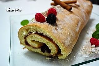 Brazo de gitano relleno de mermelada y cranberries, sin grasa