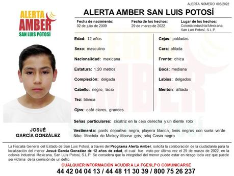 Alerta Amber: Josué García González de 12 años desapareció en la col Industrial Mexicana