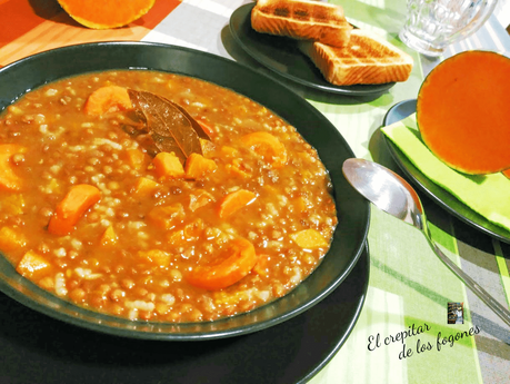 puré de calabaza con guisantes