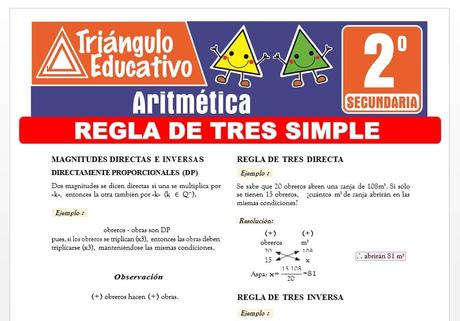 Regla de Tres Simple para Segundo de Secundaria Regla de Tres Simple para Segundo de Secundaria