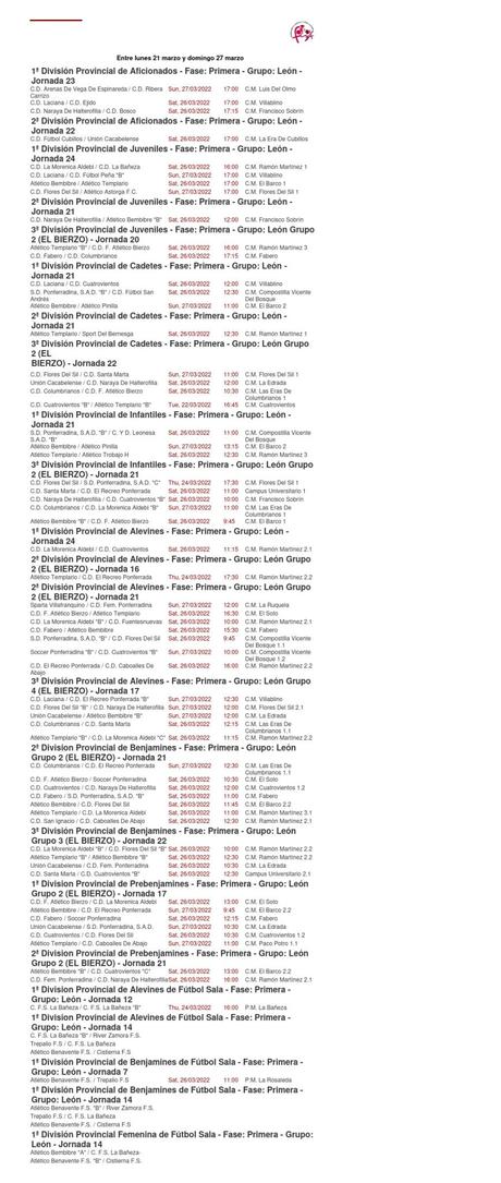 Fútbol Base Bierzo, estos son los partidos para el fin de semana de los equipos locales 3