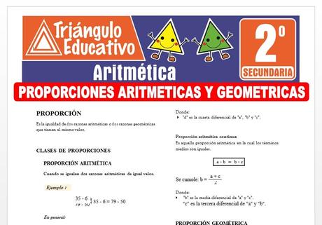 Proporciones Aritméticas y Geométricas para Segundo de Secundaria Proporciones Aritméticas y Geométricas para Segundo de Secundaria