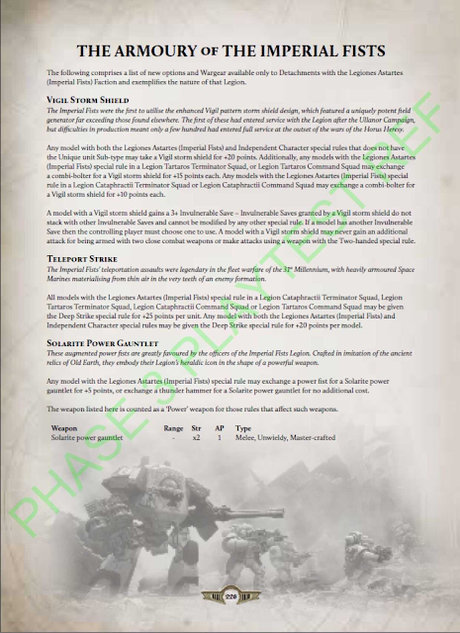 Supuesta filtración de reglas en play-test de The Horus Heresy (Puños Imperiales y mas)