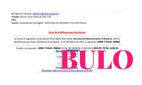 La OSI alerta: Si recibes este correo de la Agencia Tributaria eliminalo, es una estafa