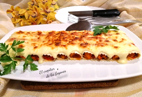 CANELONES DE LOMO Y JAMÓN SERRANO