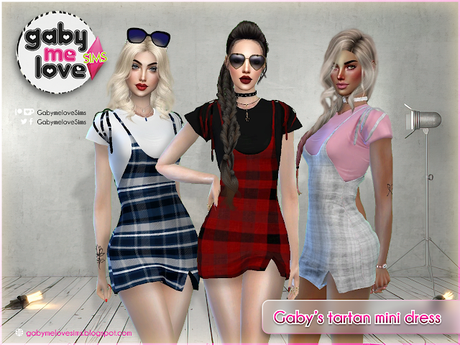 Gaby's tartan mini dress (Sims 4) CC