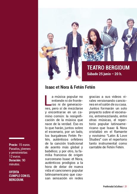 'Ponferrada Es Cultura' presenta su programación, recuperando el formato de mano. Consulta todas las actividades 42