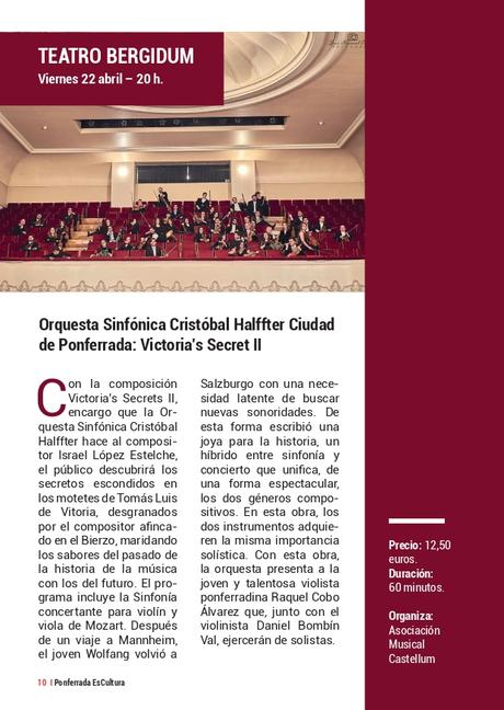 'Ponferrada Es Cultura' presenta su programación, recuperando el formato de mano. Consulta todas las actividades 31