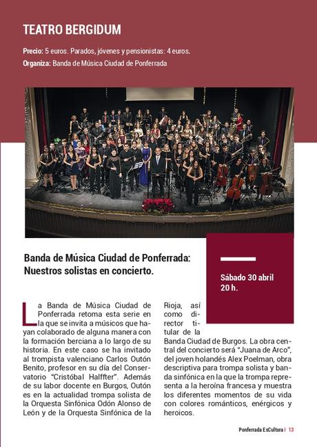 'Ponferrada Es Cultura' presenta su programación, recuperando el formato de mano. Consulta todas las actividades 34