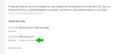 Elegir el nombre de correo electrónico principal en Outlook.com. Imagen de ilustración, eligiendo el nombre de correo electrónico principal en Outlook.com.